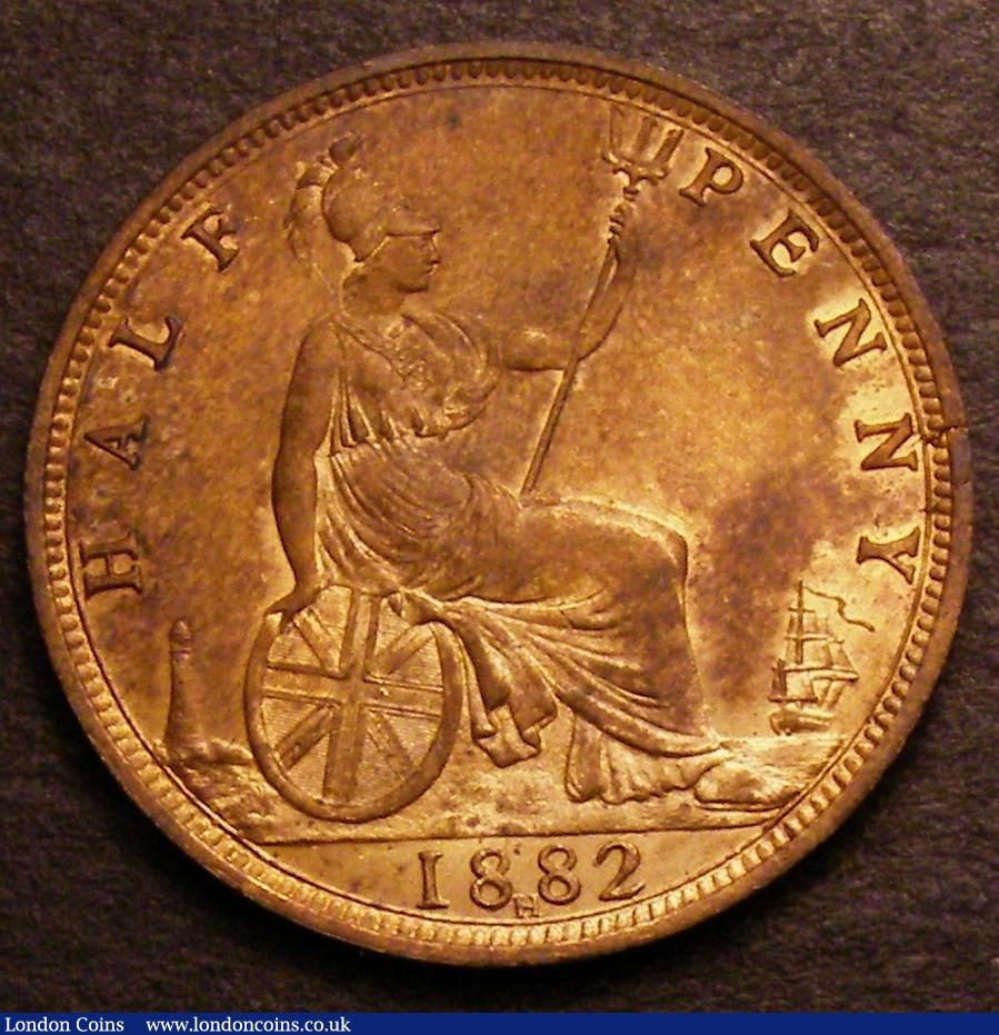 London Coins : A146 : Lot 2609 : Halfpenny 1882H Freeman 347 dies 19+S UNC or near so and lustrous with some light contact marks on t...