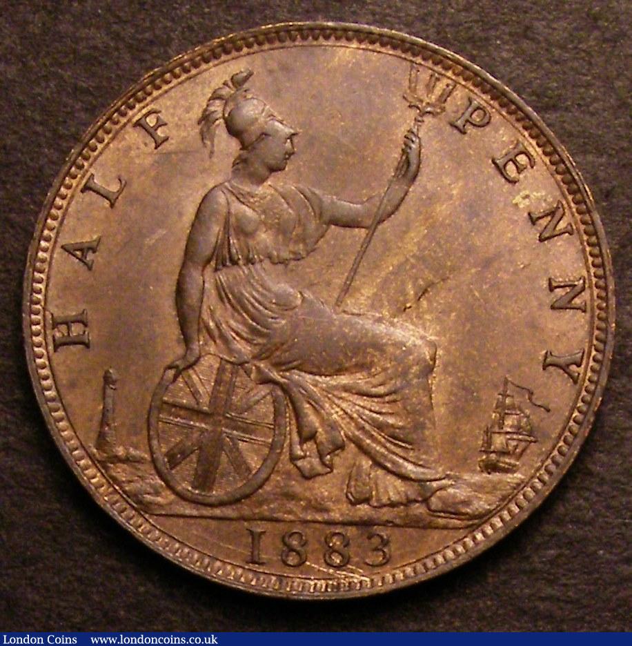 London Coins : A146 : Lot 2610 : Halfpenny 1883 Freeman 349 dies 17+S A/UNC with subdued lustre, Ex-Croydon Coin Auction £21