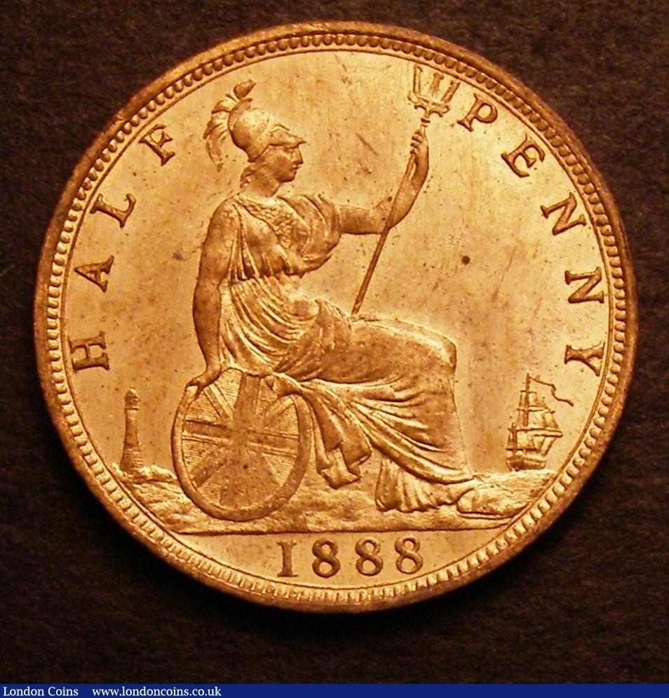 London Coins : A146 : Lot 2613 : Halfpenny 1888 Freeman 359 dies 17+S UNC with practically full lustre, purchased at Charing Cross Ma...