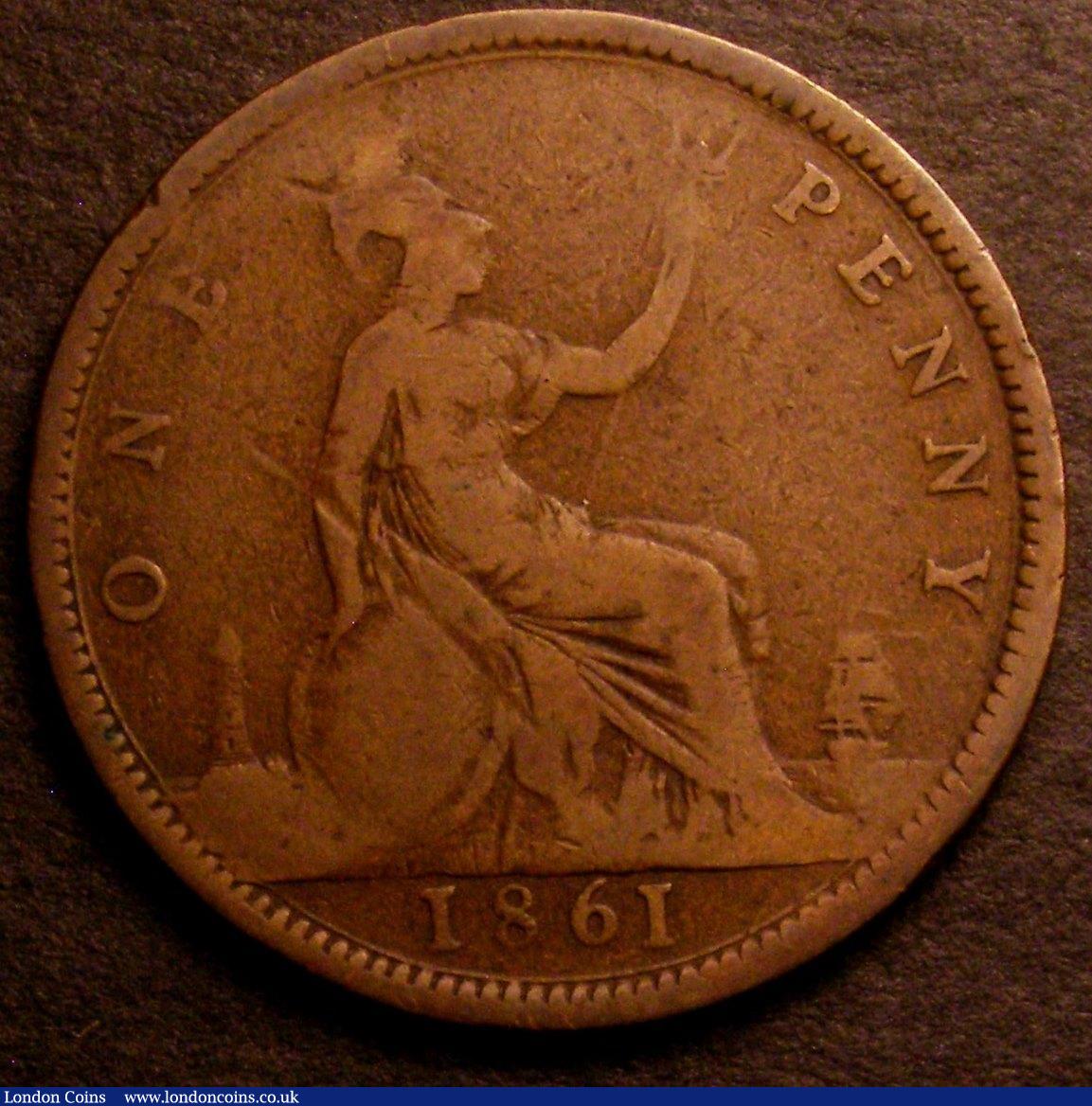 London Coins : A146 : Lot 2683 : Penny 1861 Freeman 20 dies 2+G VG Rare, Ex-M.Peake £4