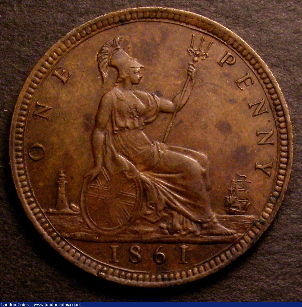 London Coins : A146 : Lot 2687 : Penny 1861 Freeman 29 dies 6+D AU/GEF the reverse with some spots, Ex-Croydon Coin Auction £16