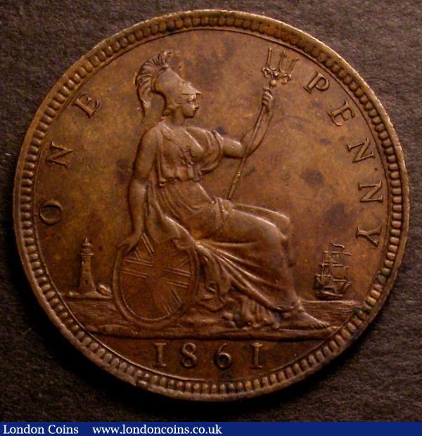 Penny 1861 Freeman 29 dies 6+D AU/GEF the reverse with some spots, Ex-Croydon Coin Auction £16 : English Coins : Auction 146 : Lot 2687