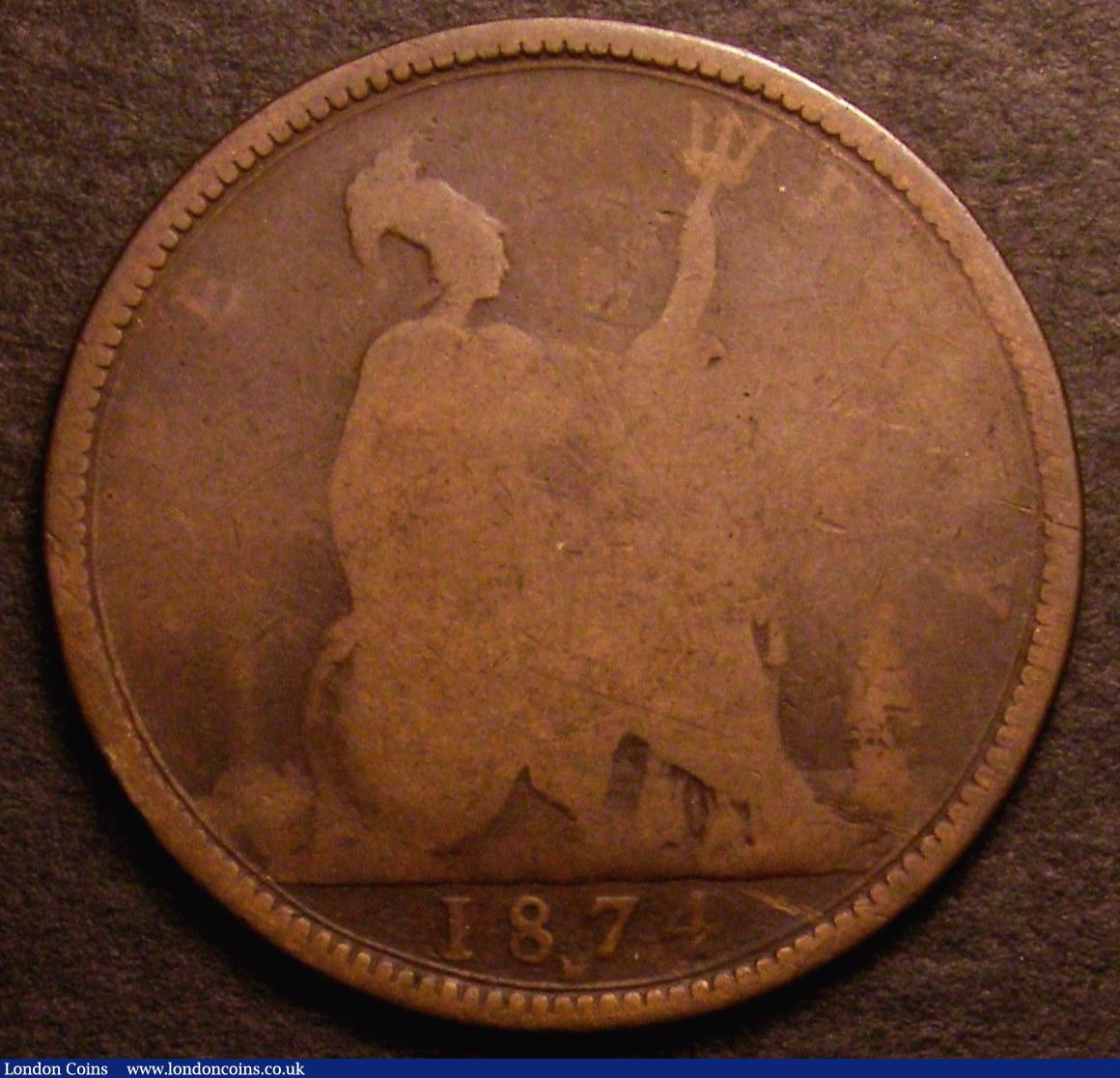 London Coins : A146 : Lot 2709 : Penny 1874H Freeman 69 dies 6+I only Fair but very rare, purchased at the Bloomsbury Collectors Fair...