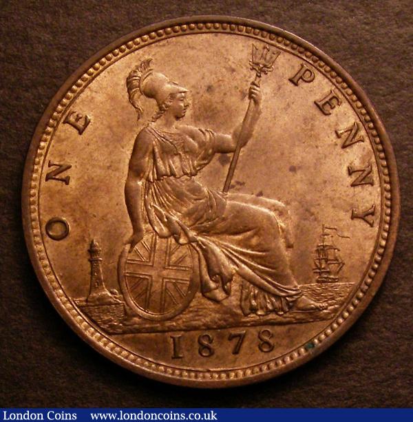 Penny 1878 Freeman 94 dies 8+J UNC with around 50% lustre and a few small carbon spots, scarce in high grades : English Coins : Auction 146 : Lot 2715