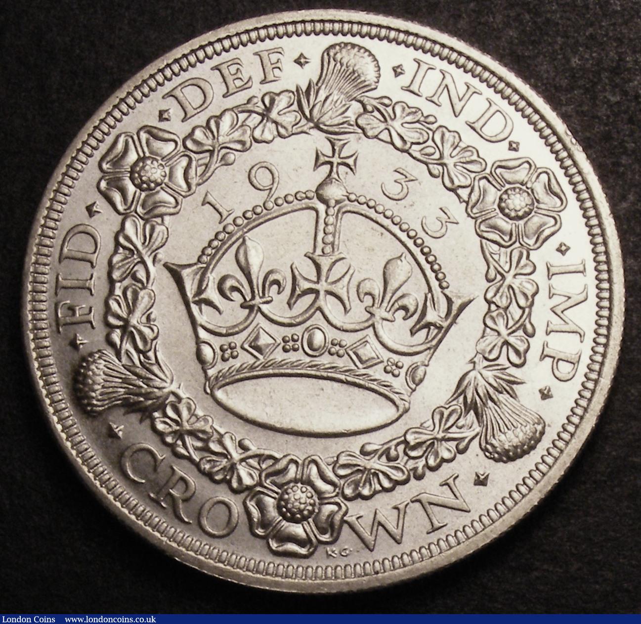 London Coins : A146 : Lot 2863 : Crown 1933 ESC 373 UNC and lustrous with some contact marks, Ex-Rasmussen