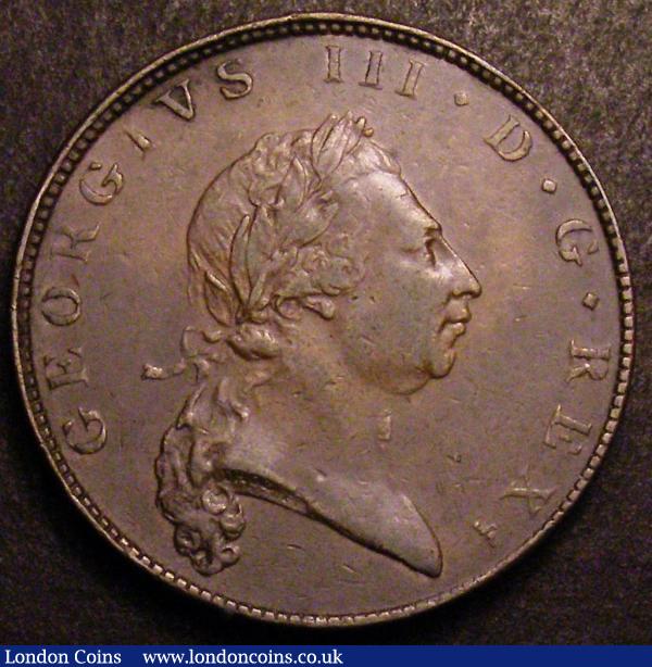 Halfpenny 1790 Pattern Restrike by Droz in bronzed copper, Peck 986 R7 NVF with some contact marks, extremely rare : English Coins : Auction 147 : Lot 2707