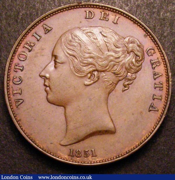 Penny 1851 DEF Far Colon Peck 1498 NEF with some contact marks : English Coins : Auction 147 : Lot 2880