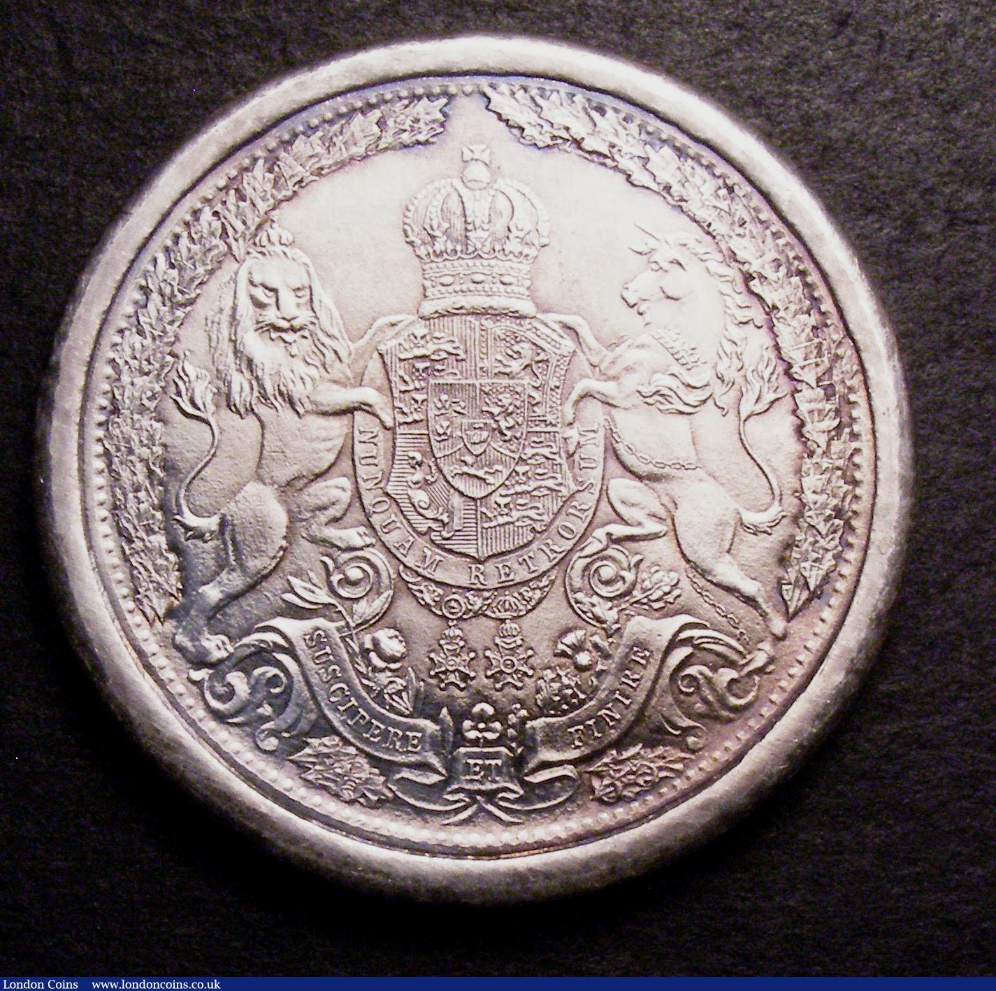 London Coins : A147 : Lot 1495 : Penny 1825 Model by Adams of Leeds Obverse as the currency issue with a wide rim, Reverse in a simil...