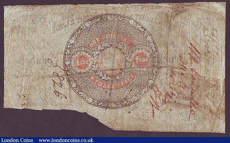 London Coins : A147 : Lot 162 : Leominster & Herefordshire Bank £5 dated 1828 series No.485 O, for James Thomas Woodhouse ...