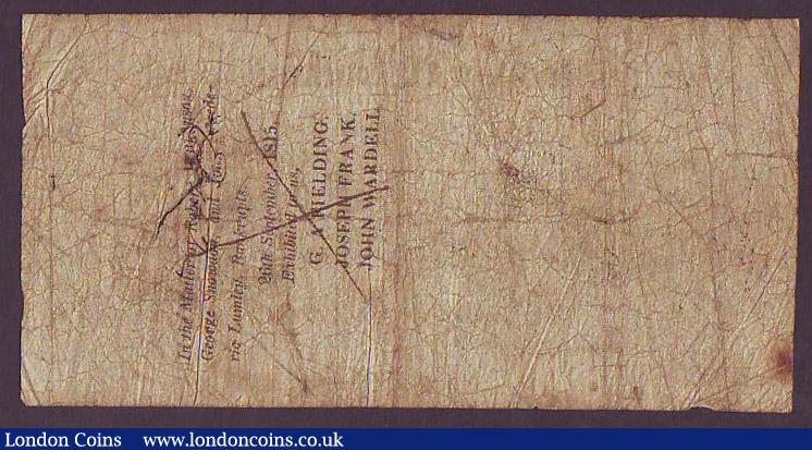 London Coins : A147 : Lot 169 : Stockton & Cleveland Bank £1 dated 1812 No.E2152 for Lumley, Wilkinson & Snowdon, (Out...