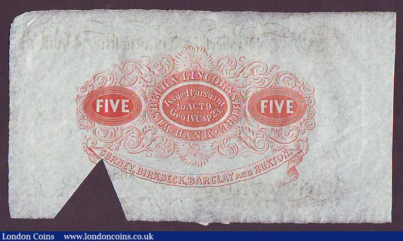 London Coins : A147 : Lot 171 : Wisbech & Lincolnshire Bank £5 dated 1894 No.X6841 for Gurney, Birkbeck, Barclay & Bux...