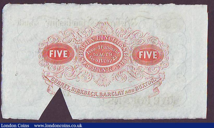 London Coins : A147 : Lot 172 : Wisbech & Lincolnshire Bank £5 dated 1894 No.X7984 for Gurney, Birkbeck, Barclay & Bux...