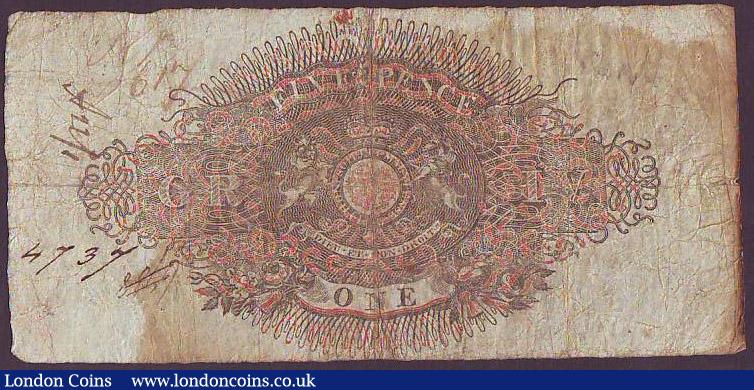 London Coins : A147 : Lot 176 : Dartmouth General Bank £1 dated 1822 series No.B7956 for John Hine & Henry Joseph Holdswor...