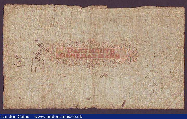 London Coins : A147 : Lot 177 : Dartmouth General Bank £5 dated 1817 series No.B186 for John Hine & Henry Holdsworth, (Out...