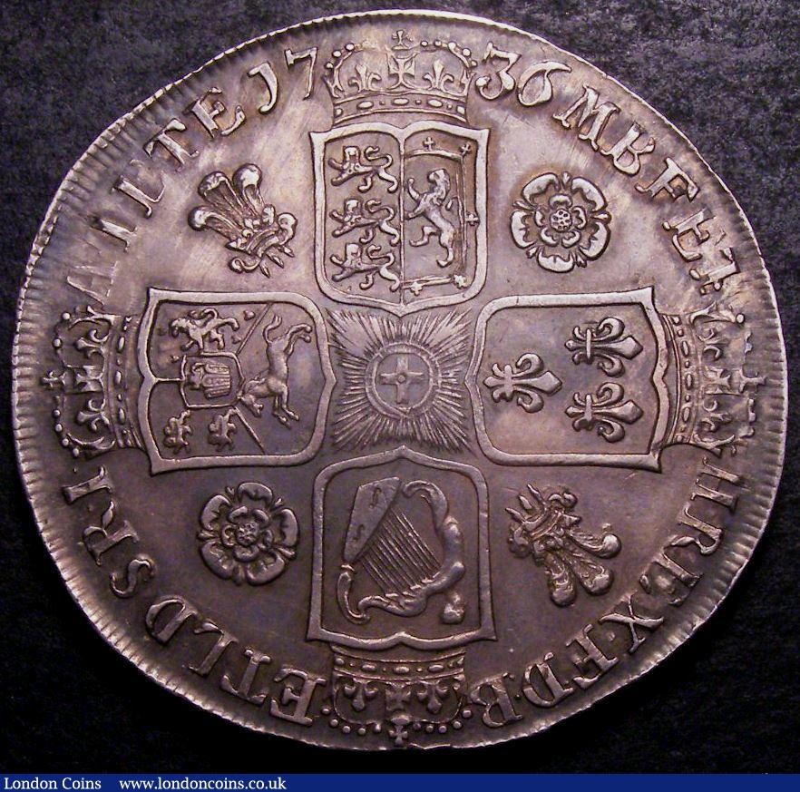 London Coins : A147 : Lot 1979 : Crown 1736 Roses and Plumes ESC 121, EF slabbed and graded CGS 60, Ex-Spink Auction 12025 27/6/2012 ...