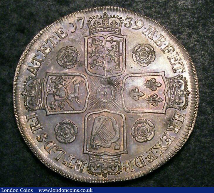 London Coins : A147 : Lot 1980 : Crown 1739 Roses ESC 122 UNC attractively toned over original mint lustre, a superb piece, slabbed a...