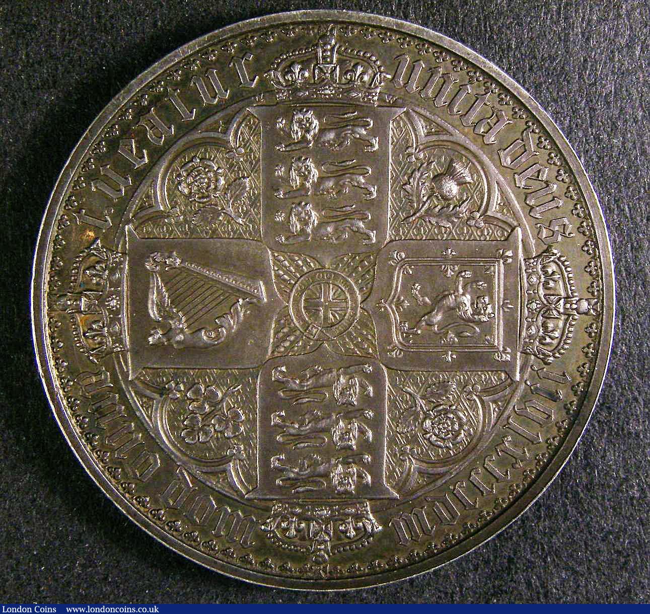 London Coins : A147 : Lot 2006 : Crown 1847 Gothic Plain Edge Proof ESC 291 UNC with grey tone, slabbed and graded CGS 82, the finest...