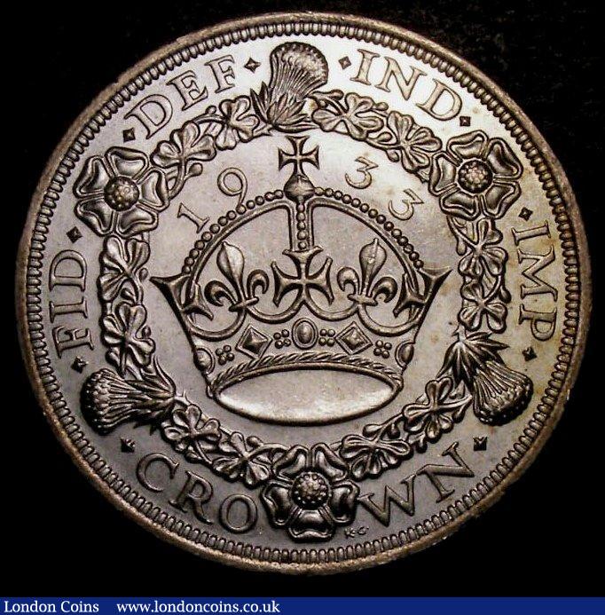 London Coins : A147 : Lot 2037 : Crown 1933 ESC 373 Lustrous UNC, slabbed and graded CGS 82, the joint finest known of 18 examples th...