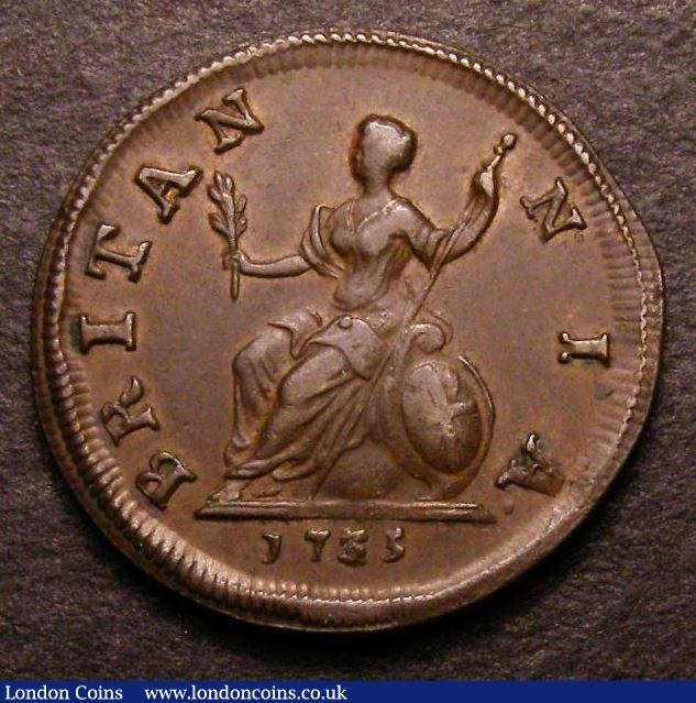 London Coins : A147 : Lot 2265 : Farthing 1735 3 over inverted 2 CGS variety 03 VF and pleasing, slabbed and graded CGS 50, Note: Str...