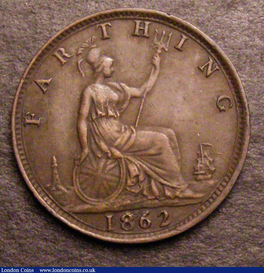London Coins : A147 : Lot 2276 : Farthing 1862 Large 8 in date GVF/VF Rare, unlisted by Peck or Freeman (see C.Cooke collection sale ...