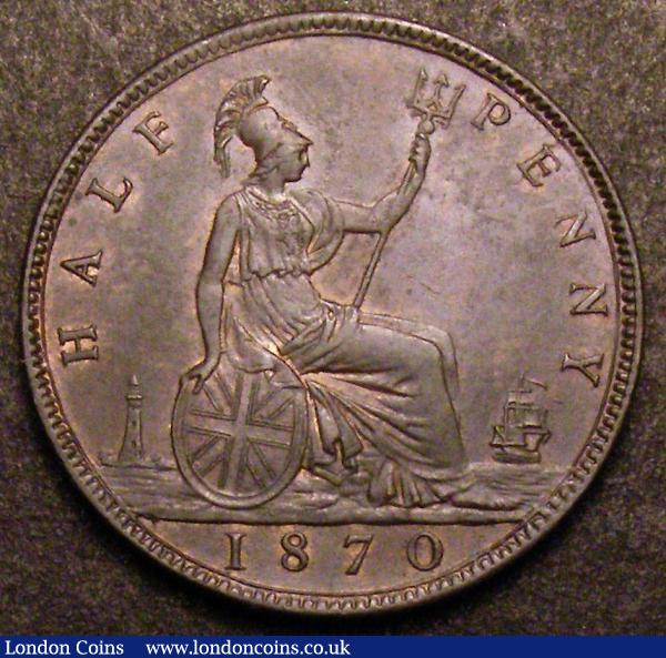 Halfpenny 1870 Freeman 307 dies 7+G GEF : English Coins : Auction 147 : Lot 2732