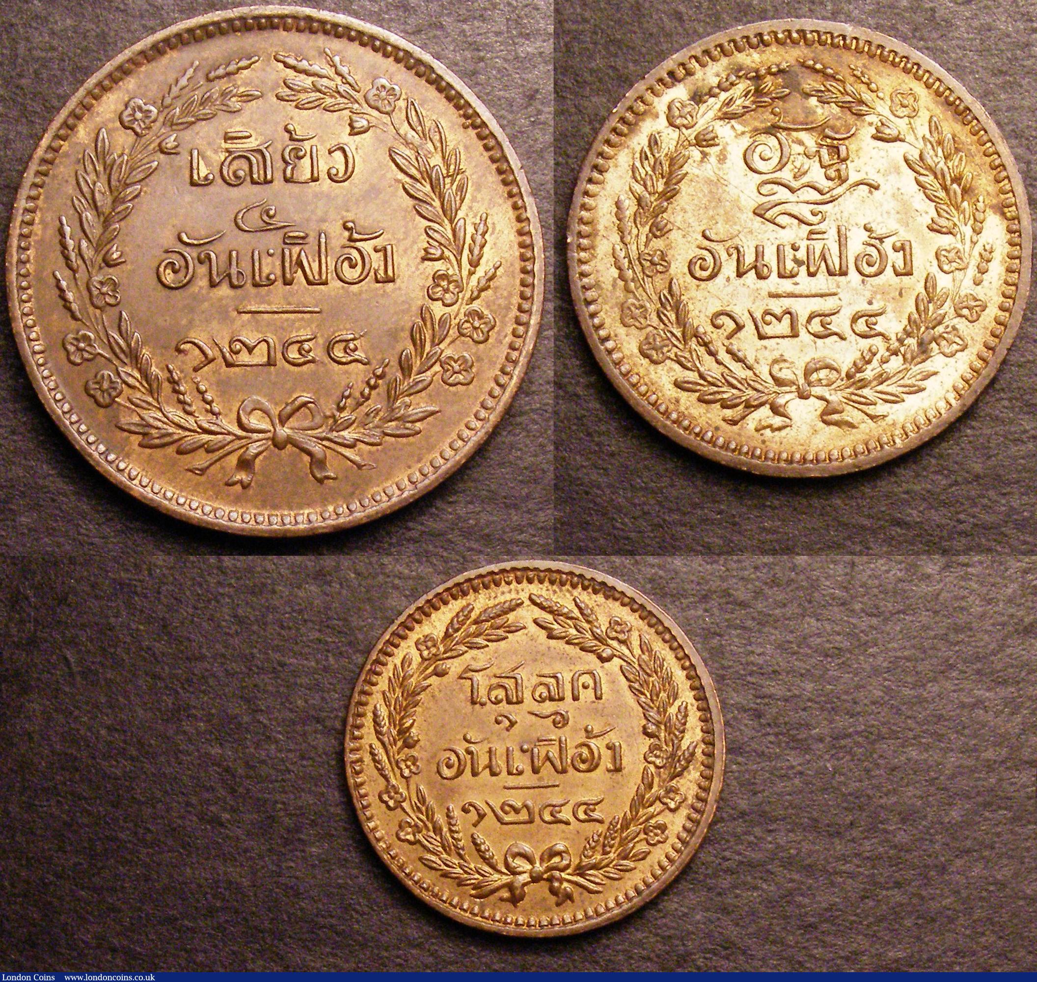 London Coins : A147 : Lot 947 : Thailand (3) 2 Att CS 1244 (1882) , 1 Att CS1244 (1882) and Half Att CS1244 (1882) all UNC with vary...