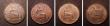 London Coins : A147 : Lot 1622 : Halfpennies (4) 1860 Beaded Border Freeman 258 EF, 1861 Freeman 278 Ex-LCA A124 Lot 550 Ex-Roland Ha...