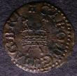 London Coins : A147 : Lot 1829 : Farthing Charles I Peck 134 privy mark Lombardic A on obverse only, 6 strings to harp, Good Fine