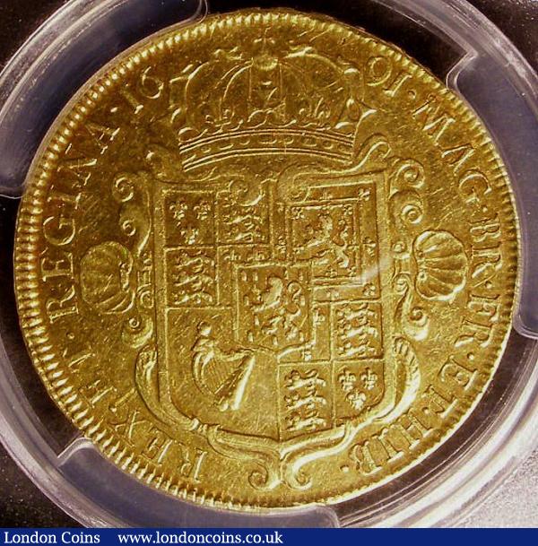 Five Guineas 1691 S.3422 PCGS AU50 : English Coins : Auction 147 : Lot 2290