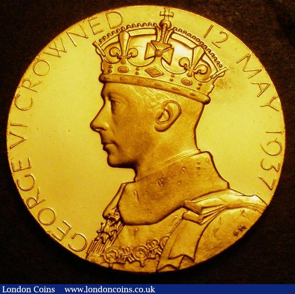 Coronation of George VI 1937 30mm diameter in gold Eimer 2046a by P.Metcalfe, The official Royal Mint issue, Lustrous UNC with some hairlines, with the original red box of issue  : Medals : Auction 148 : Lot 1021