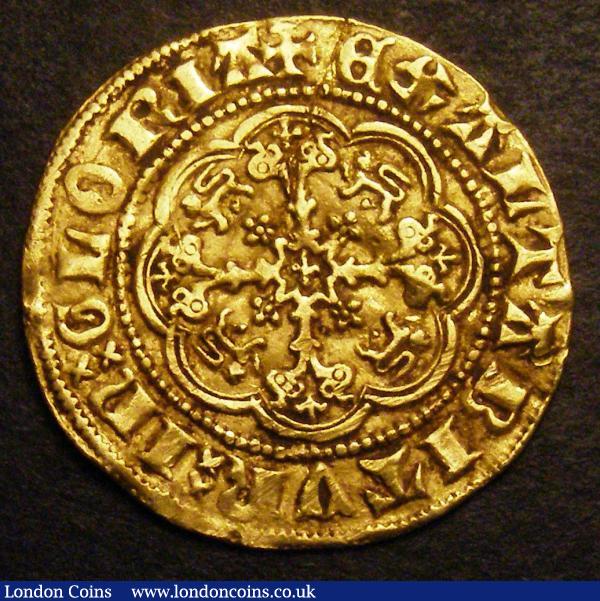 Quarter Noble Edward III Treaty Period, London Mint, rev. Lis in centre S.1510 mm. Cross Potent NVF with thin crack to centre : Hammered Coins : Auction 148 : Lot 1566