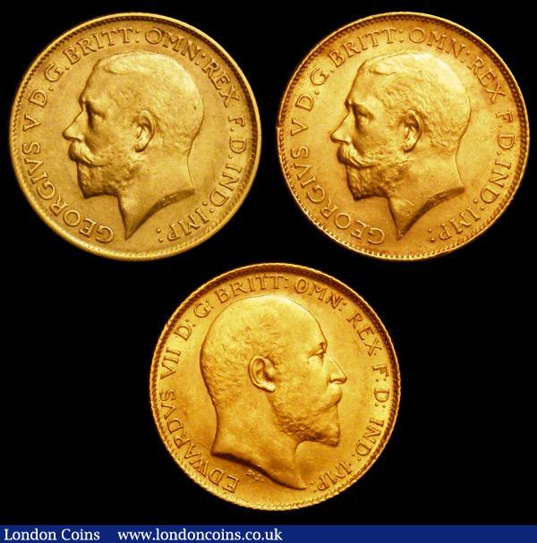 Half Sovereigns (3) 1906 Marsh 509 GVF, 1914 Marsh 529 VF, 1915 Marsh 530 Fine : English Coins : Auction 148 : Lot 1928