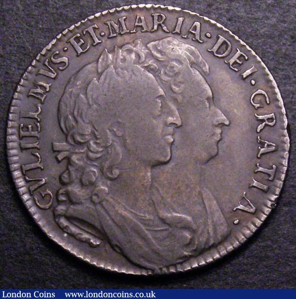 Shilling 1693 9 over 0 ESC 1076 NVF with grey tone : English Coins : Auction 148 : Lot 2264
