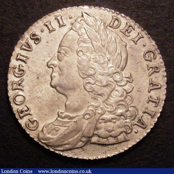 Shilling 1747 Roses ESC 1209 Bright NEF with some haymarking : English Coins : Auction 148 : Lot 2296