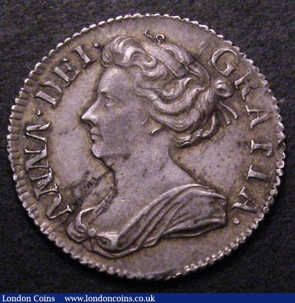 Sixpence 1707 plain ESC 1587 EF nicely toned and with lamination flaws on both sides : English Coins : Auction 148 : Lot 2366