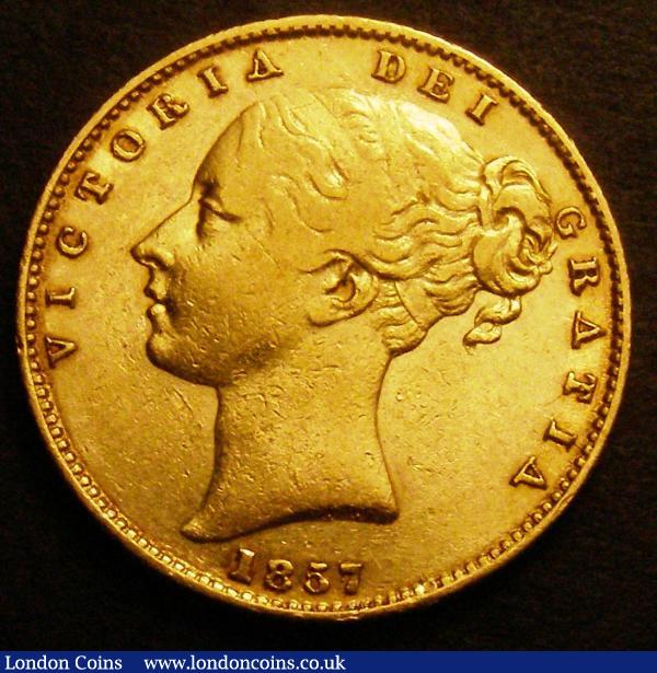 Sovereign 1857 the 7 over the date overstruck, the underlying figure unclear, S.3852D Good Fine, unusual : English Coins : Auction 148 : Lot 2477