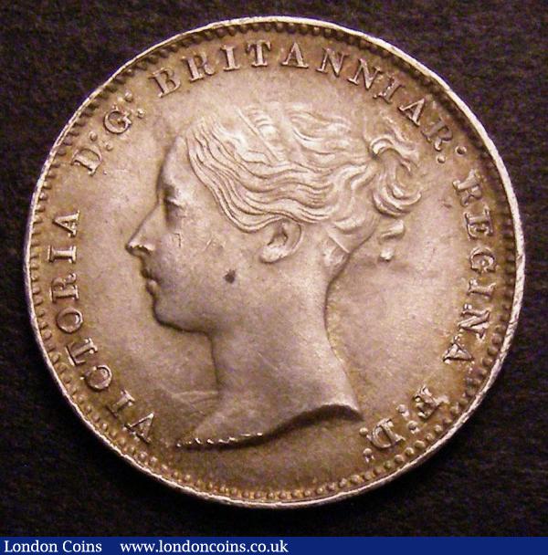Threepence 1865 ESC 2072 A/UNC toned with a small spot on the Queen's cheek : English Coins : Auction 148 : Lot 2558