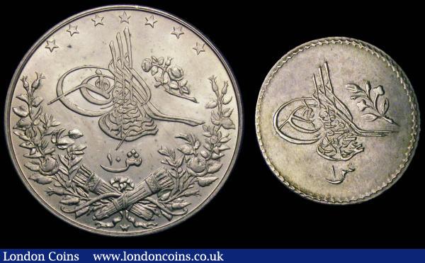 Egypt 10 Qirsh AH1293 Year 29 KM295 Unc with original mint brilliance, and Qirsh AH1255 Year 15 KM EF with a pleasant tone : World Coins : Auction 148 : Lot 688