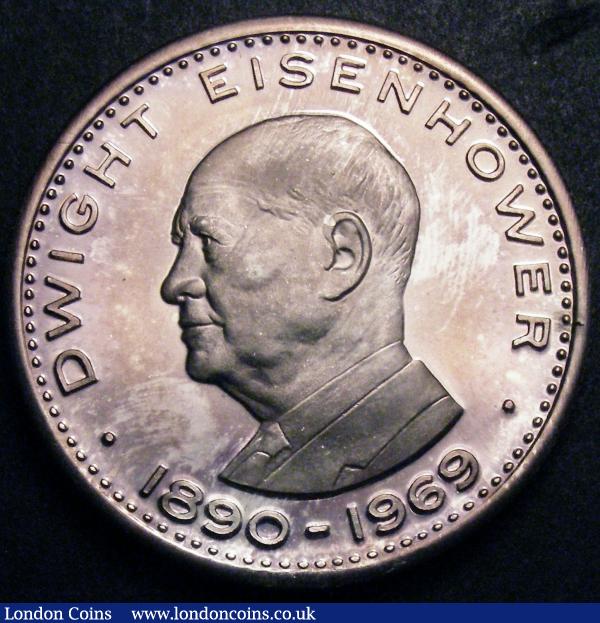 Ras al-Khaimah 10 Riyals 1970 1st Anniversary of the Death of Dwight Eisenhower Silver Proof KM#31 nFDC nicely toned : World Coins : Auction 148 : Lot 832