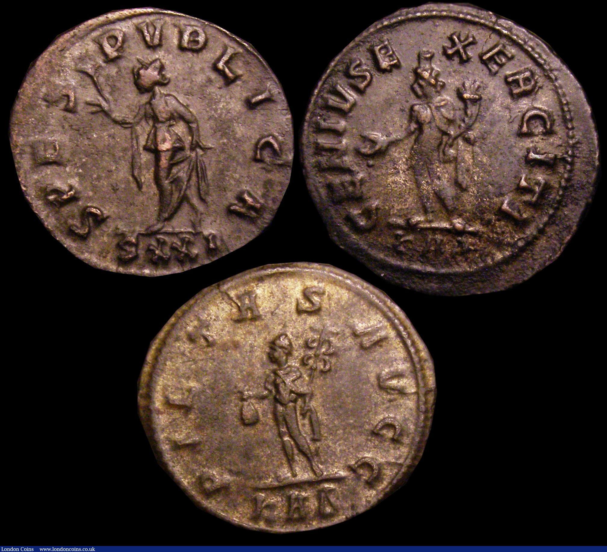 London Coins : A148 : Lot 1467 : Bil.Antoniniani (3) Carus, Ticinum 282, rev. Spes stg.l. (RCV 12180) GVF: Numerian, Rome 283, rev. M...