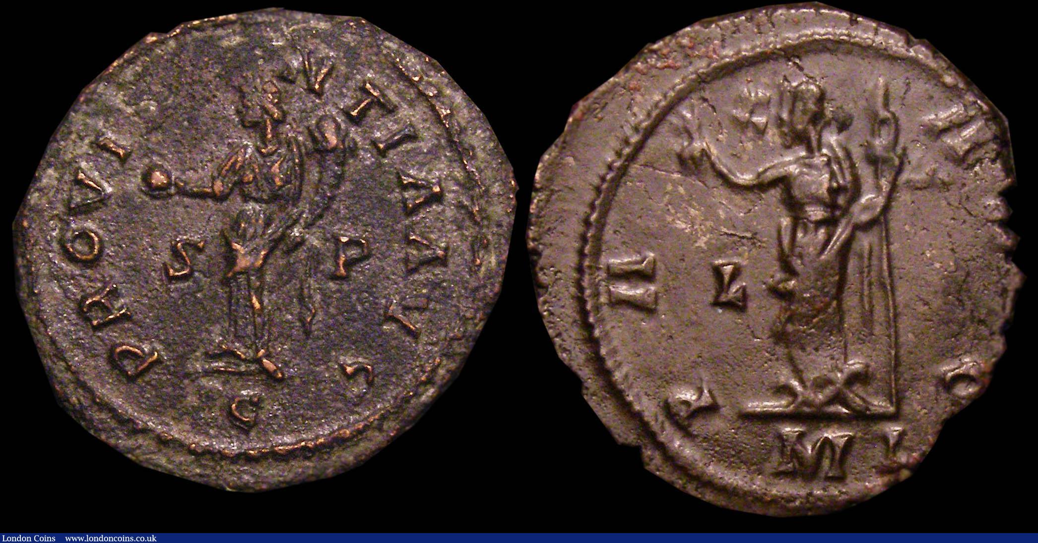 London Coins : A148 : Lot 1473 : Bil.Antoniniani (2) Carausius, London 290, rev.Pax stg.l. holding olive branch and sceptre (RCV 1363...