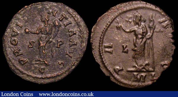 Bil.Antoniniani (2) Carausius, London 290, rev.Pax stg.l. holding olive branch and sceptre (RCV 13639Av: RIC 101) VF: Allectus, Colchester 293, rev. Providentia holding globe (RCV 13834) VF or better (2)  : Ancient Coins : Auction 148 : Lot 1473