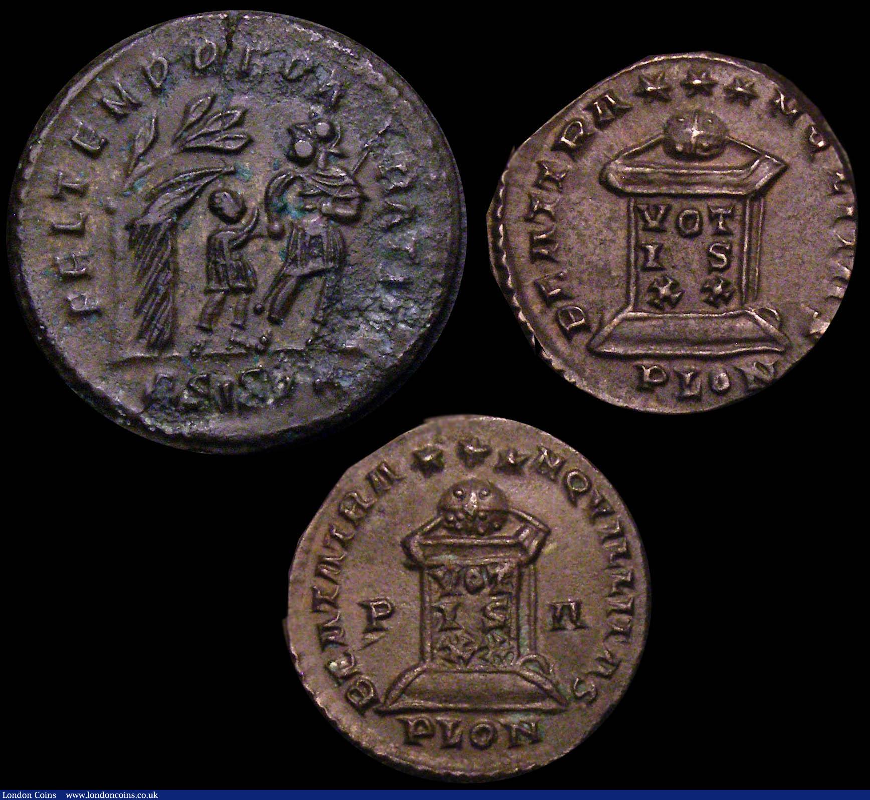 London Coins : A148 : Lot 1478 : Bil. Centenionales (2) Crispus Caesar, London 322, cuiraissed and armed bust l. in ornamented helmet...