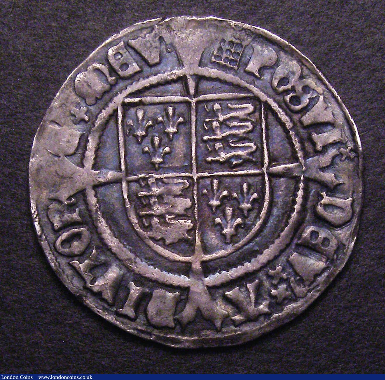 London Coins : A148 : Lot 1504 : Groat Henry VIII First coinage, portrait of Henry VII S.2316 mintmark Portcullis, VF with excellent ...