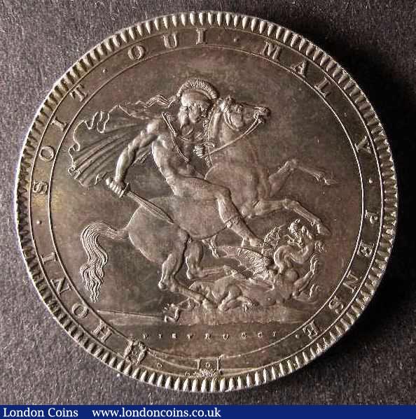 London Coins : A148 : Lot 1690 : Crown 1819 LIX  Obv 1 Rev B -- B.S.C. 5 -- having small stalk to 'Q' in 'QUI' an...