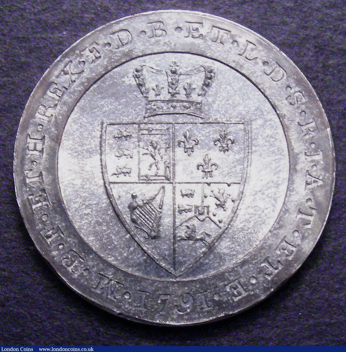 London Coins : A148 : Lot 1889 : Guinea 1791 Pattern in silver by C.H.Kuchler. Selig 1128. As Wilson and Rasmussen 105. Weight 6.39 g...