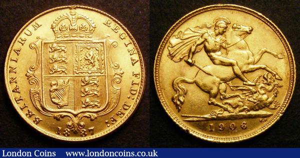 Half Sovereign 1906 Marsh 509 NEF with some contact marks, along with Half Sovereign 1887 Jubilee Head a jewellers copy of correct weight and good style NEF  : English Coins : Auction 148 : Lot 1921