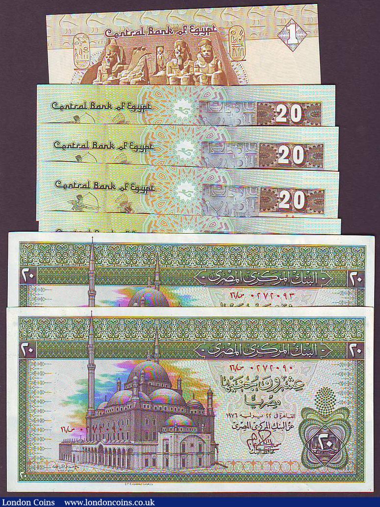 London Coins : A148 : Lot 221 : Egypt (51) £1 dated 1983 Pick50b (13), £5 dated 1997 Pick59 (4), £5 dated 2006 Pic...