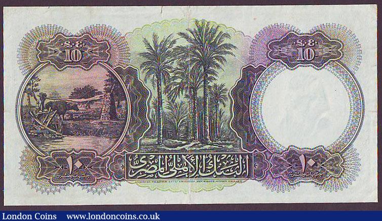 London Coins : A148 : Lot 228 : Egypt National Bank £10 dated 21st April 1945 series X/109 019729, signed Nixon, Pick23b, smal...