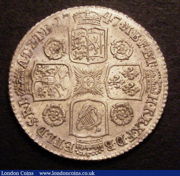 Shilling 1747 Roses ESC 1209 Bright NEF with some haymarking : English Coins : Auction 148 : Lot 2296